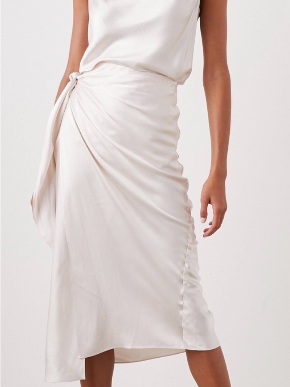 Rails Cream Knot-Front Midi Skirt